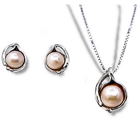 Hagit Sterling Silver Cultured Pearl Necklace & Earrings Set