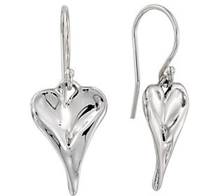 Hagit Sterling Silver Free-Form Heart Dangle Ea rrings