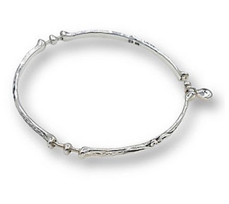Hagit Sterling Silver Hammered Charm Embrace le t Bangle