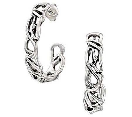 Hagit Sterling Silver Openwork Hoop Earrings