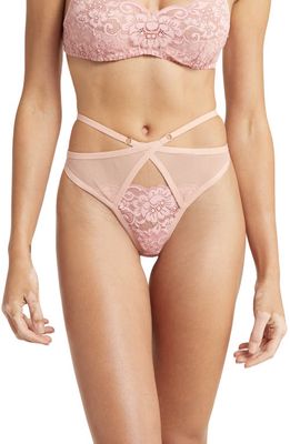 HAH Strap Up High Waist G-String Thong in Dusty Rose