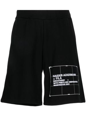 Haider Ackermann logo-embroidered cotton track shorts - Black