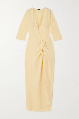 Haight - Convertible Knotted Crepe Wrap Dress - Yellow