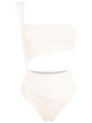 Haight ribbed one-shoulder swimsuit - White
