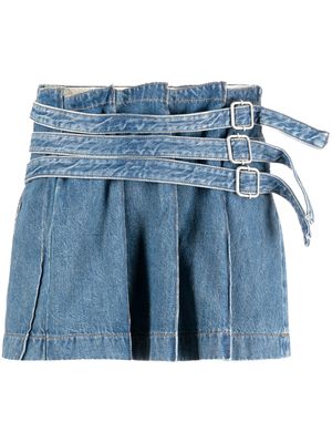 Haikure belted denim mini skirt - Blue
