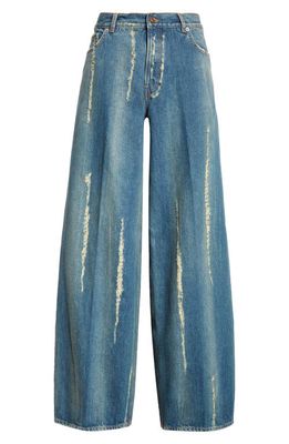 Haikure Bethany Distressed Wide Leg Jeans in Wire Blue