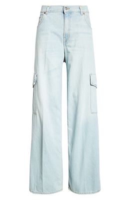 Haikure Bethany Wide Leg Cargo Jeans in White-Blue