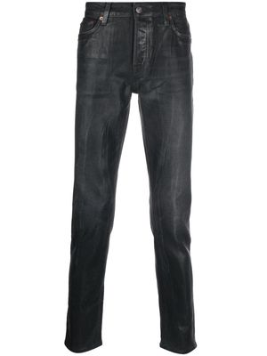Haikure coated slim-cut jeans - Black