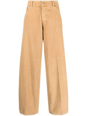Haikure corduroy straight-leg cotton trousers - Neutrals