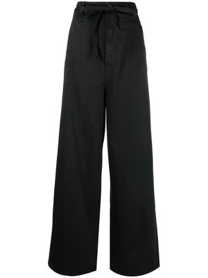 Haikure cotton wide-leg trousers - Black