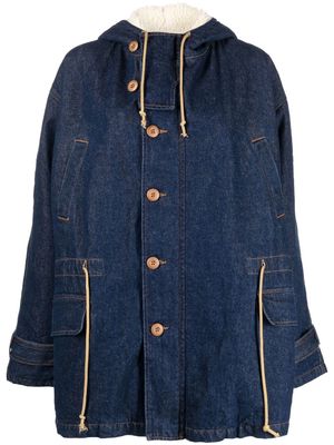 Haikure drawstring denim hooded coat - Blue
