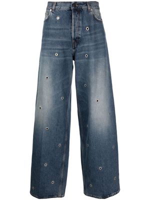 Haikure high-waisted wide riveted jeans - Blue