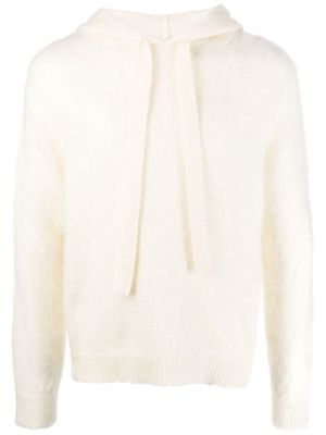 Haikure knitted ribbed-hem hoodie - Neutrals