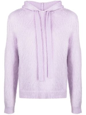 Haikure knitted ribbed-hem hoodie - Purple