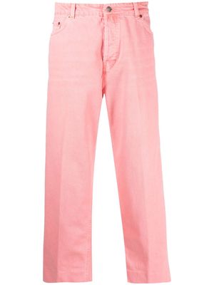 Haikure logo-patch cropped jeans - Pink