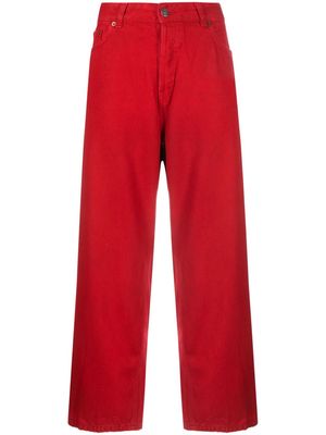 Haikure logo-patch straight-leg trousers - Red