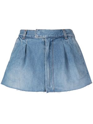 Haikure pleat-detail denim mini skirt - Blue
