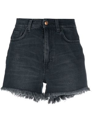 Haikure raw-edge denim shorts - Blue