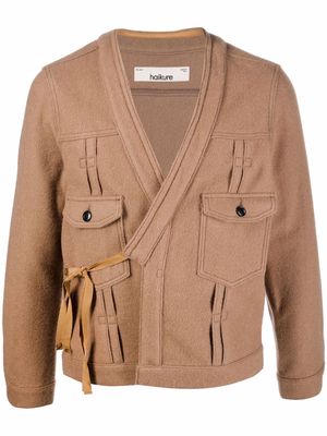 Haikure side tie-fastened wool jacket - Brown