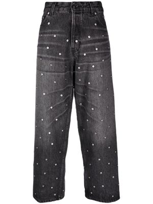 Haikure stud-embellished cropped straight-leg jeans - Black