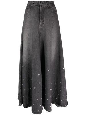 Haikure stud-embellished denim maxi skirt - Black