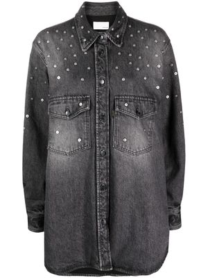 Haikure stud-embellished denim shirt jacket - Black