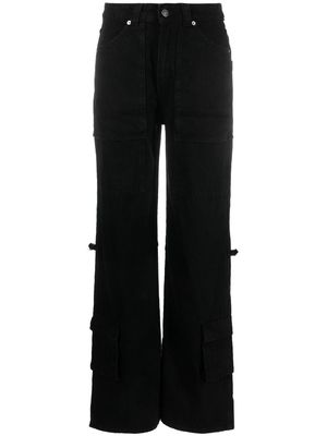 Haikure wide-leg cotton cargo jeans - Black