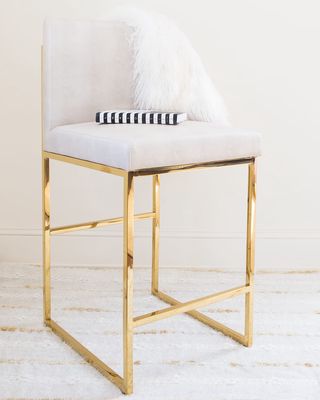 Haines Faux-Shagreen & Brass Counter Stool