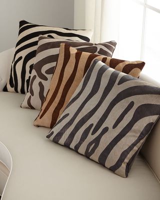 Hair Hide Zebra Pillow, 22"Sq.