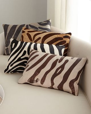Hair Hide Zebra Pillow, 23" x 15"