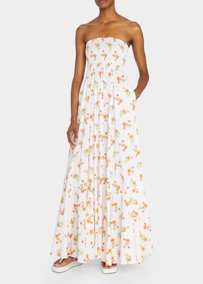 Haisley Strapless Smocked Floral Maxi Dress