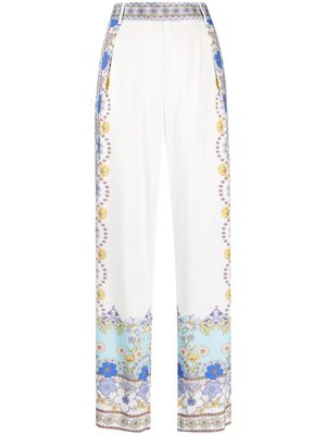 Hale Bob floral-print high-waist trousers - White
