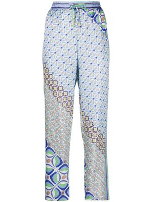 Hale Bob floral-print side-stripe trousers - Blue