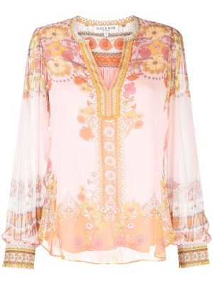 Hale Bob floral-print silk blouse - Pink