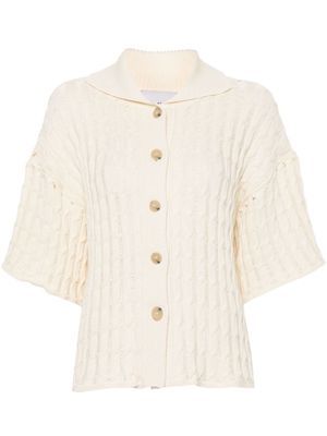 Halfboy cable-knit cotton top - Neutrals