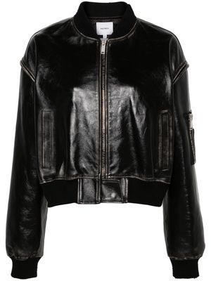 Halfboy cropped leather bomber jacket - Black