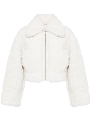 Halfboy cropped shearling jacket - White