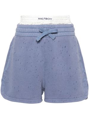 Halfboy layered distressed cotton shorts - Blue