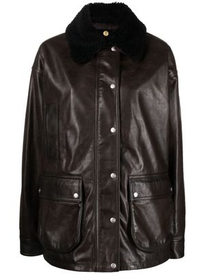 Halfboy logo-debossed leather jacket - Brown