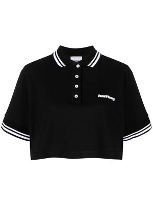 Halfboy logo-embroidered cropped polo - Black