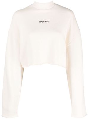 Halfboy logo-embroidered cropped sweatshirt - Neutrals
