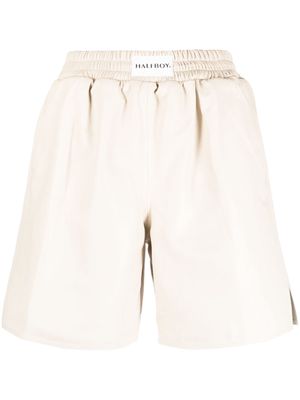 Halfboy logo-patch lambskin shorts - Neutrals