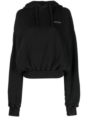 Halfboy logo-print drawstring cotton hoodie - Black
