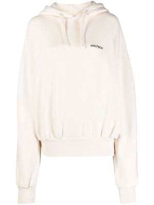 Halfboy logo-print drawstring cotton hoodie - Neutrals