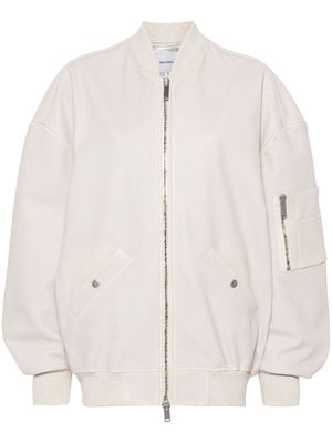 Halfboy Over leather bomber jacket - Neutrals