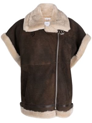 Halfboy shearling sleeveless leather jacket - Brown