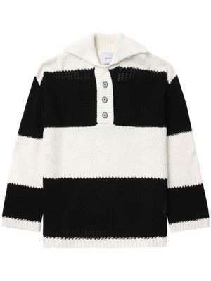 Halfboy striped knitted polo top - White