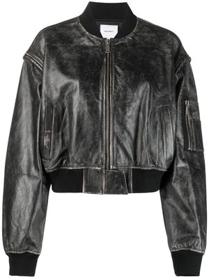 Halfboy zip-up leather bomber jacket - Black