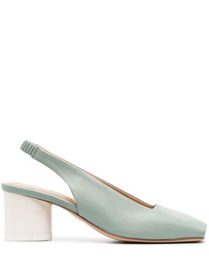 Halmanera Irma square-toe leather sandals - Green