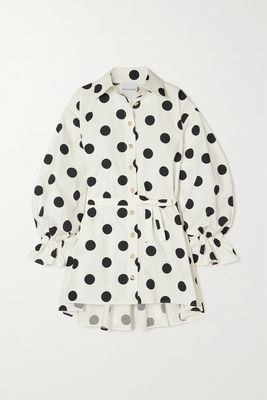 Halpern - Swing Polka-dot Cotton-poplin Mini Shirt Dress - White